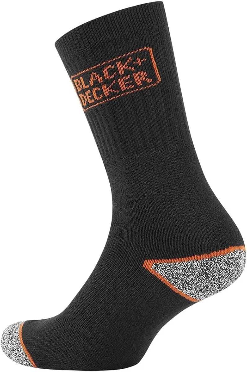 BLACK+DECKER Werksokken 9 Paar - Maat 47-49 - Zwart Oranje