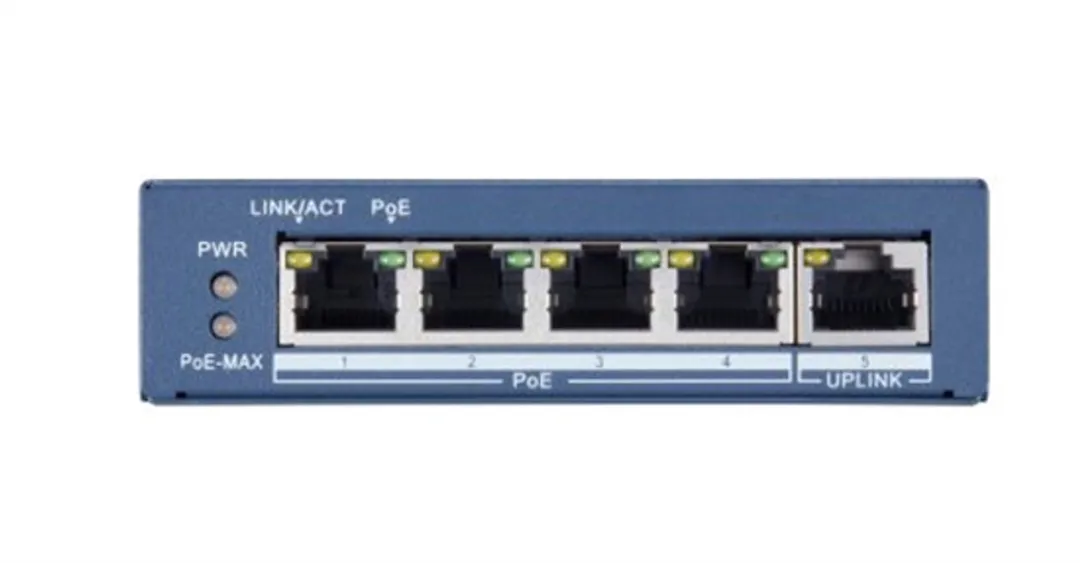 Hikvision DS-3E0505P-E Pro Series POE+ Switch 5 Poorten