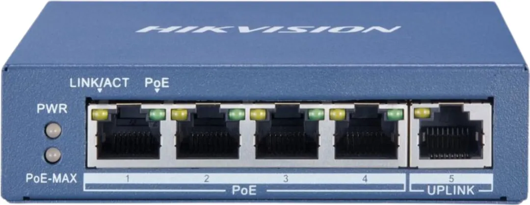 Hikvision DS-3E0505P-E Pro Series POE+ Switch 5 Poorten - Blauw