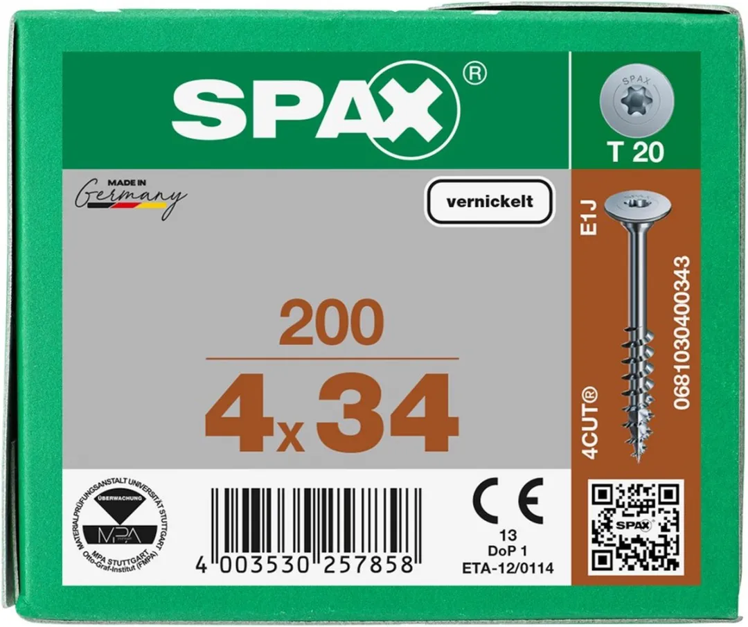 Spax Deeldraaier Vernikkeld TX2 4.0x34 - 200 Stuks