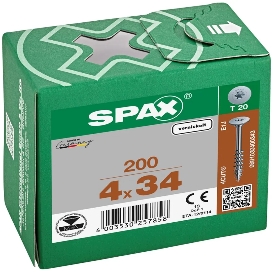 Spax Deeldraaier Vernikkeld TX2 4.0x34 - 200 Stuks