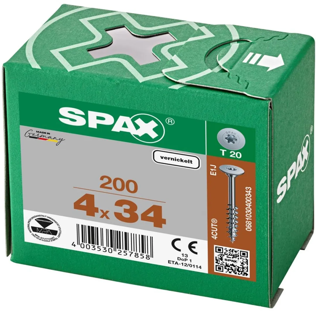 Spax Deeldraaier Vernikkeld TX2 4.0x34 - 200 Stuks