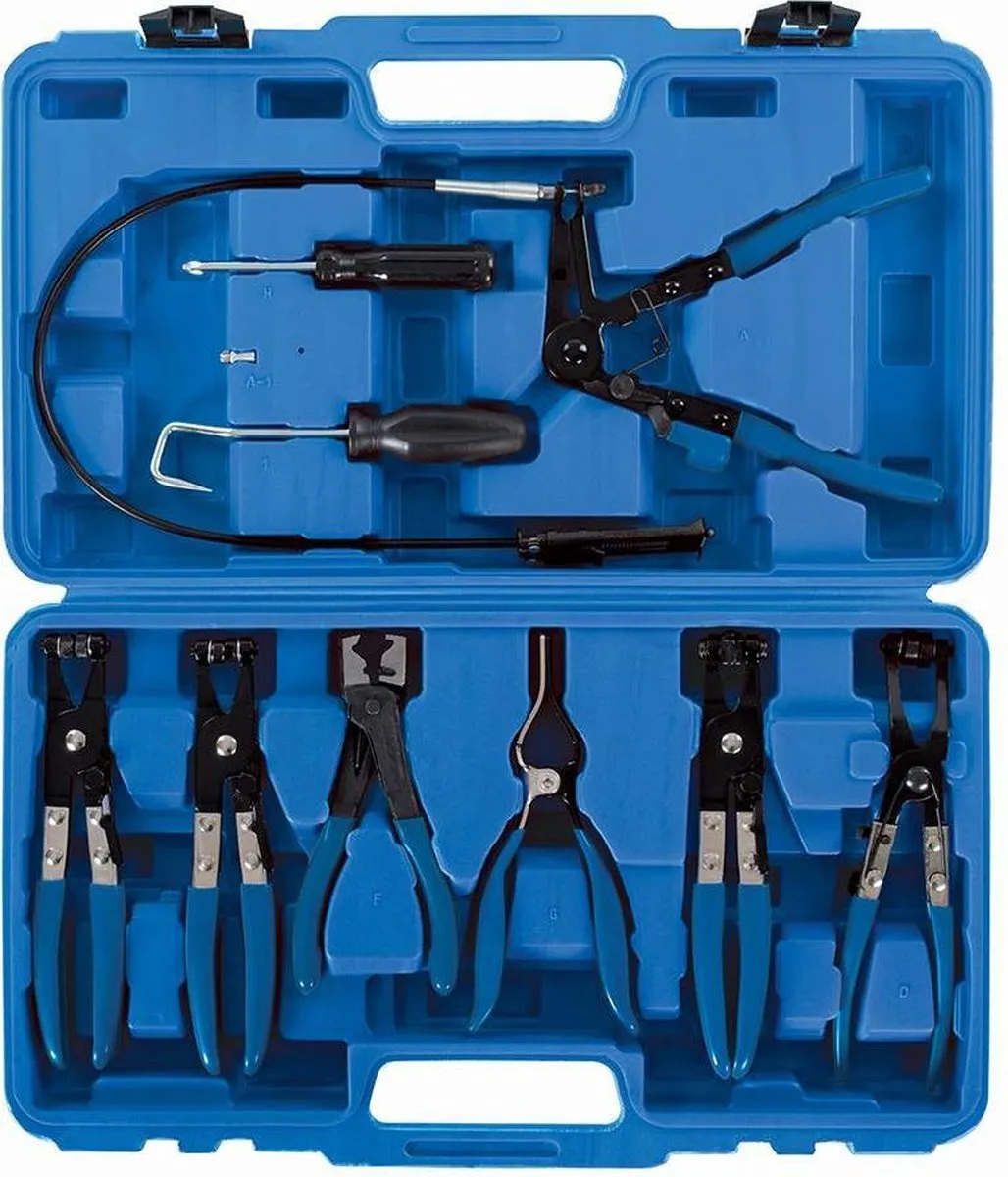 Silverline Slangklem Tangenset 9-delig 18-54mm - Blauw