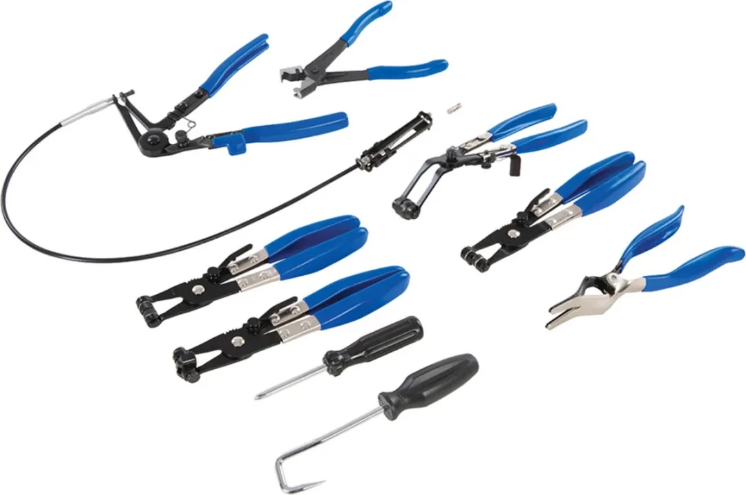 Silverline Slangklem Tangenset 9-delig 18-54mm - Blauw