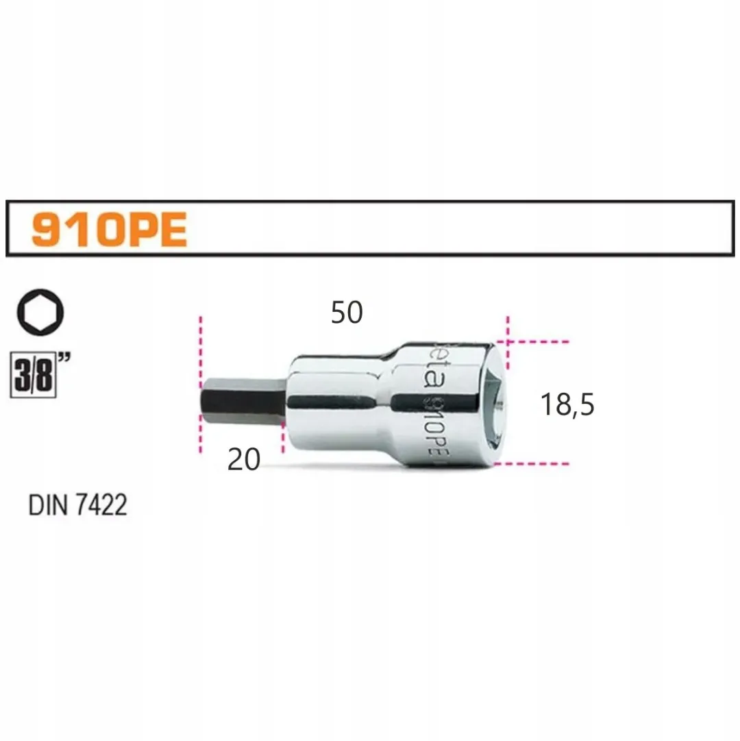 Beta 3/8" Dopsleutel met 6mm Inbusbit