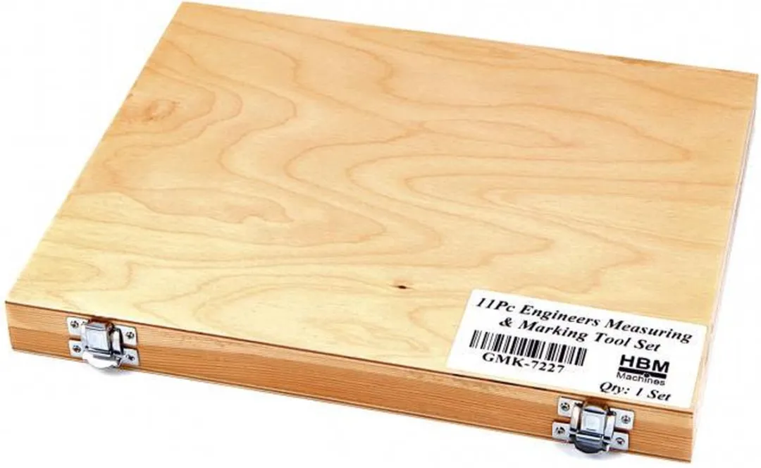HBM 11-delig Meetgereedschap & Aftekenset - Hout/Messing/Zilver