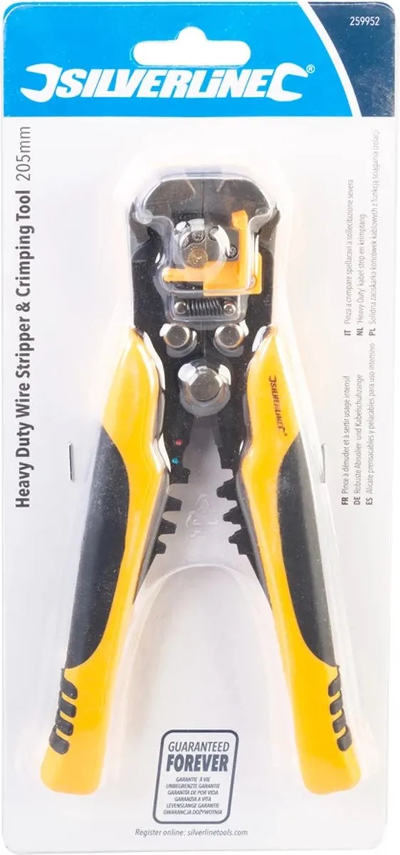 Silverline Heavy Duty Kabelstrip- en Krimptang 205mm - Gehard Staal