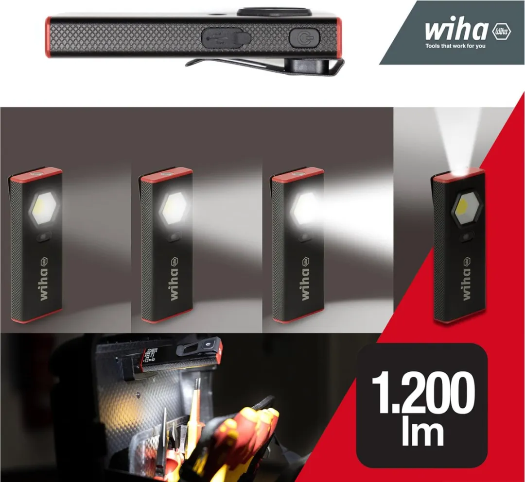 Wiha SB490HL01 Handlamp LED 1200 lm - Zwart/Rood