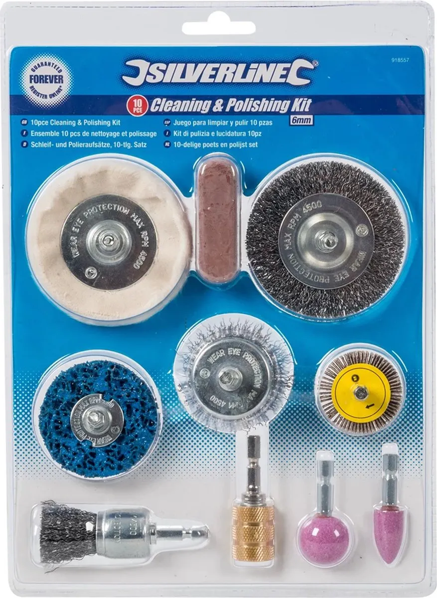 Silverline Poets- en Polijstset 10-delig - 6mm - Oscillerend