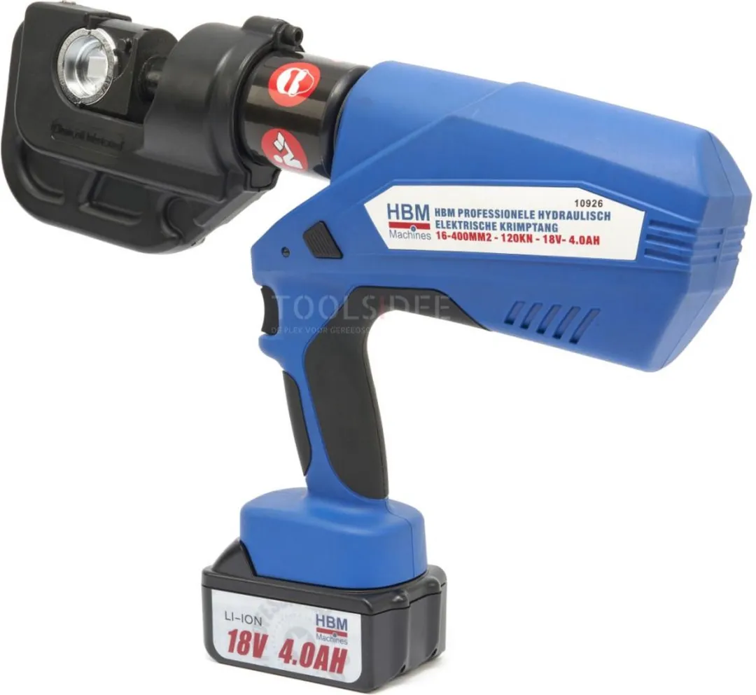 HBM Professionele Hydraulische Krimptang 120KN 18V - 16-400mm² - 2x 4.0Ah