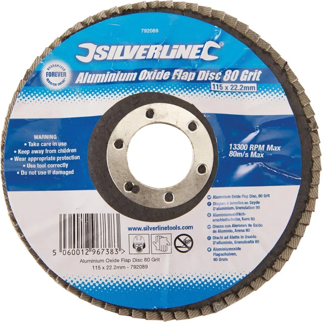Silverline Aluminiumoxide Lamellenschijf Ø115mm - Korrel 80 - Glasvezel