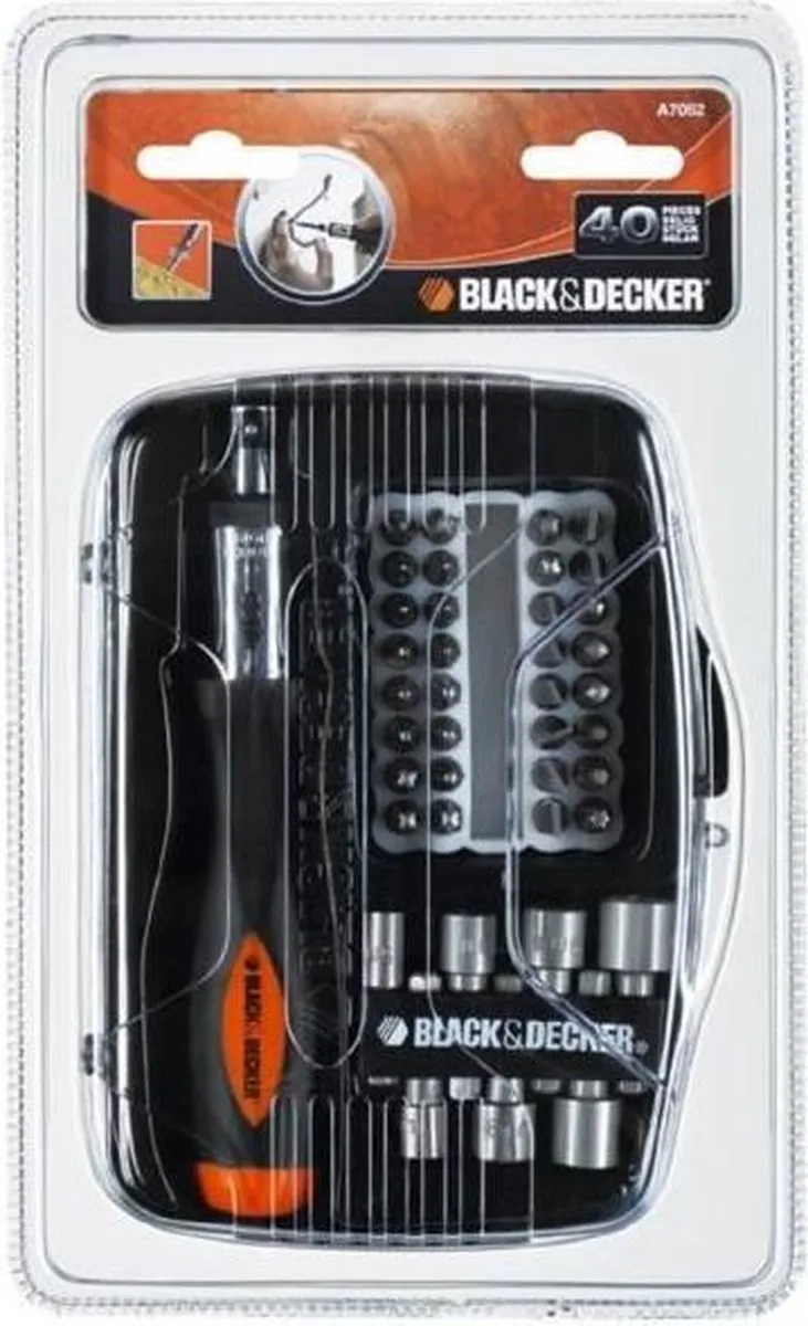 BLACK+DECKER A7062 Schroevendraaierset 40-delig - Ratelsysteem - Zwart