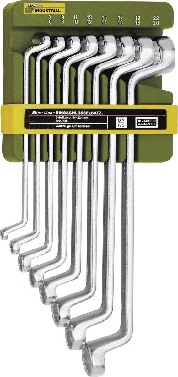 Proxxon Industrial 23 810 SlimLine Dubbele ringsleutelset 8-delig Sleutelbreedte (metrisch) 6 - 22 mm