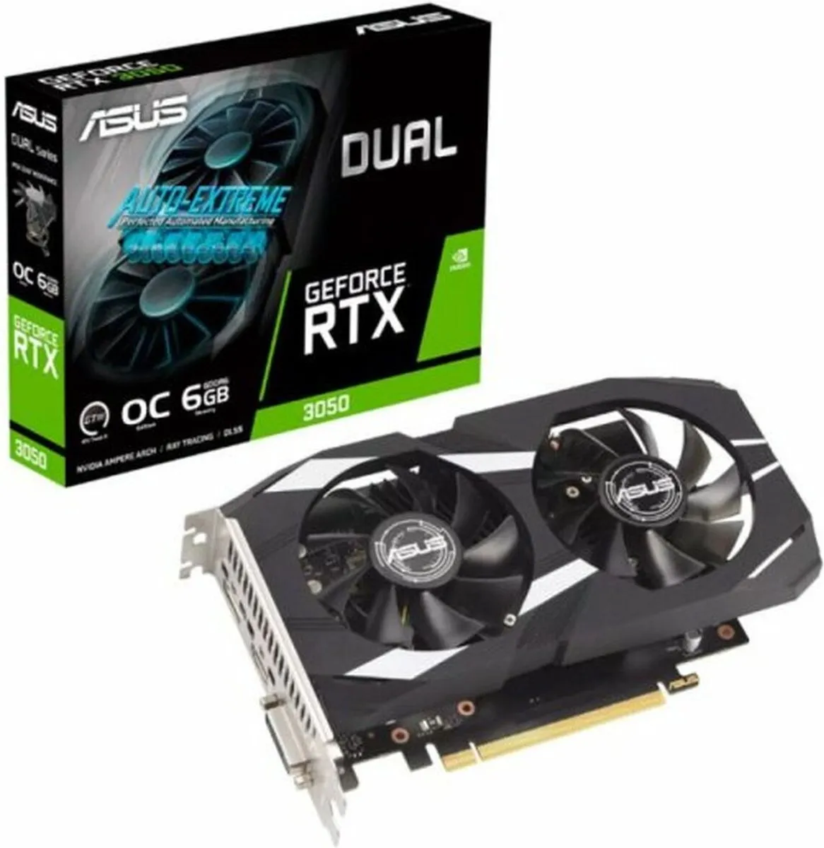 ASUS Dual GeForce RTX 3050 OC Edition Videokaart 6GB - HDMI 2.1/DisplayPort 1.4/DVI-D