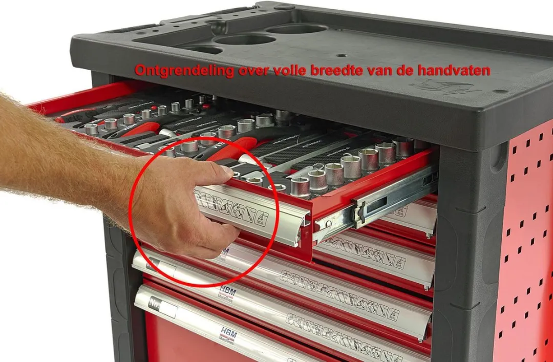 HBM machines Premium Gereedschapswagen 154-delig - Rood - afbeelding 6 van 6