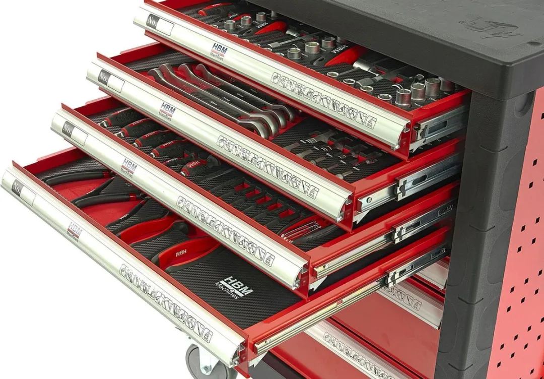 HBM machines Premium Gereedschapswagen 154-delig - Rood