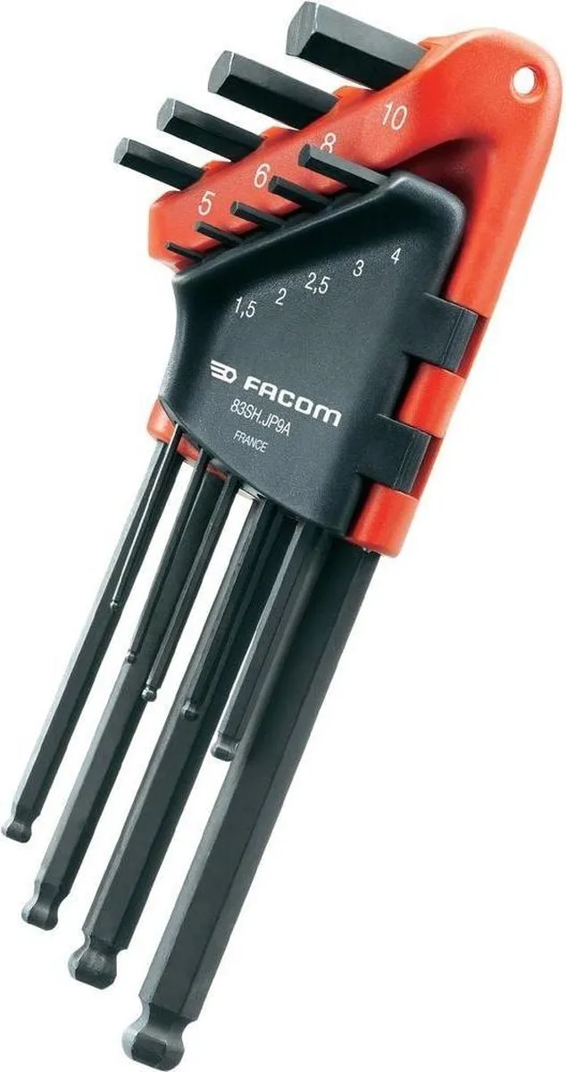 FACOM Inbussleutels Lang 9-delig - 1,5-10mm - Rood/Zwart