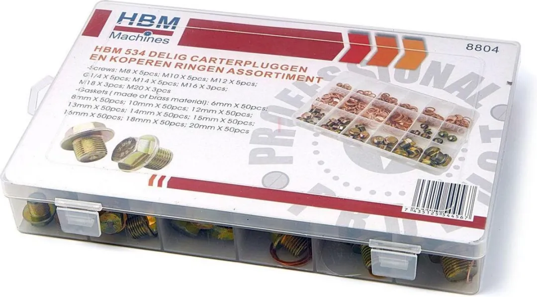 HBM 8804 Carterpluggen & Koperen Ringen Assortiment - 534 Stuks
