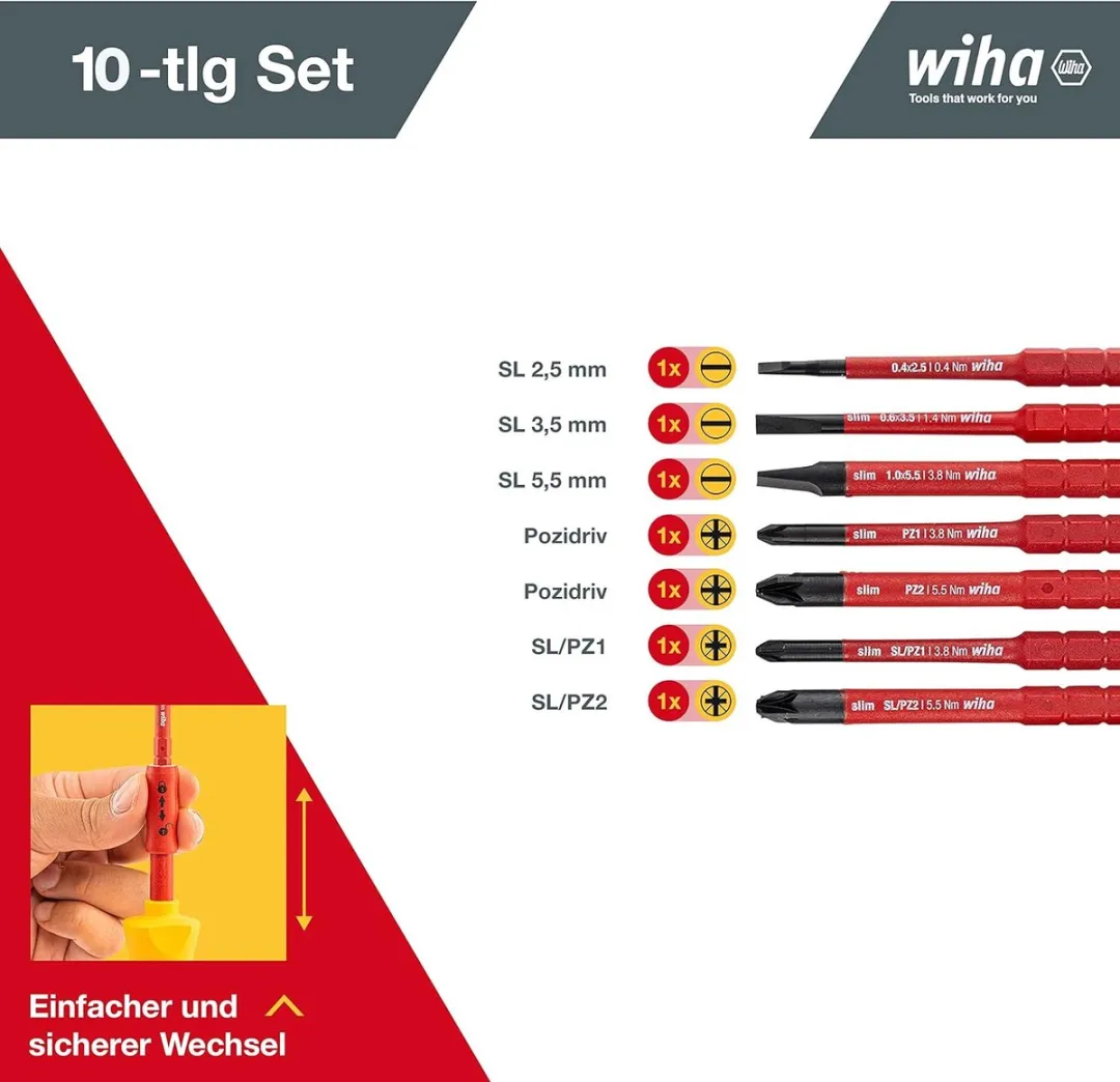 Wiha slimVario 2831T902 Schroevendraaier & Bitset - 10-delig
