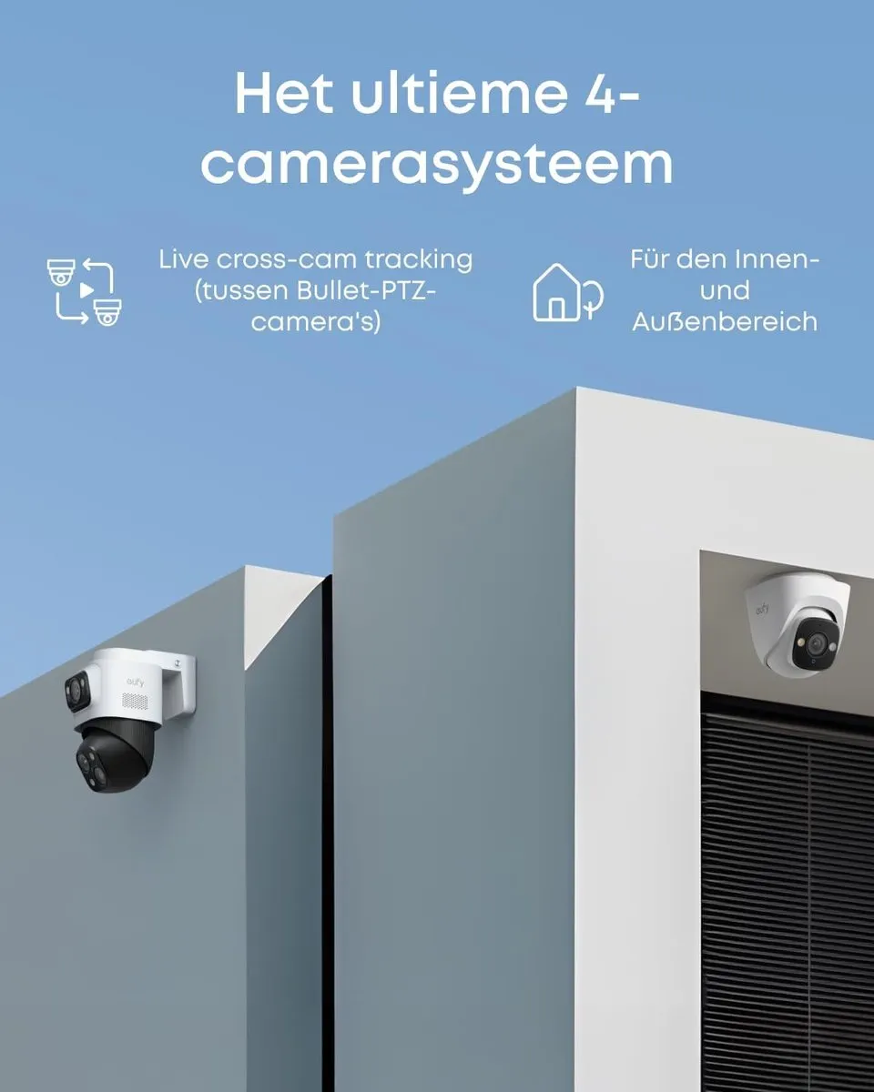 Eufy S4 & E41 PoE Bewakingscamera Systeem - 5 Stuks - Zwart/Wit