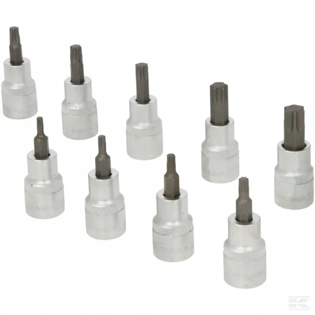 Kramp Torx-doppenset 9-delig T20-T60 - 1/2" - Zilver/Zwart
