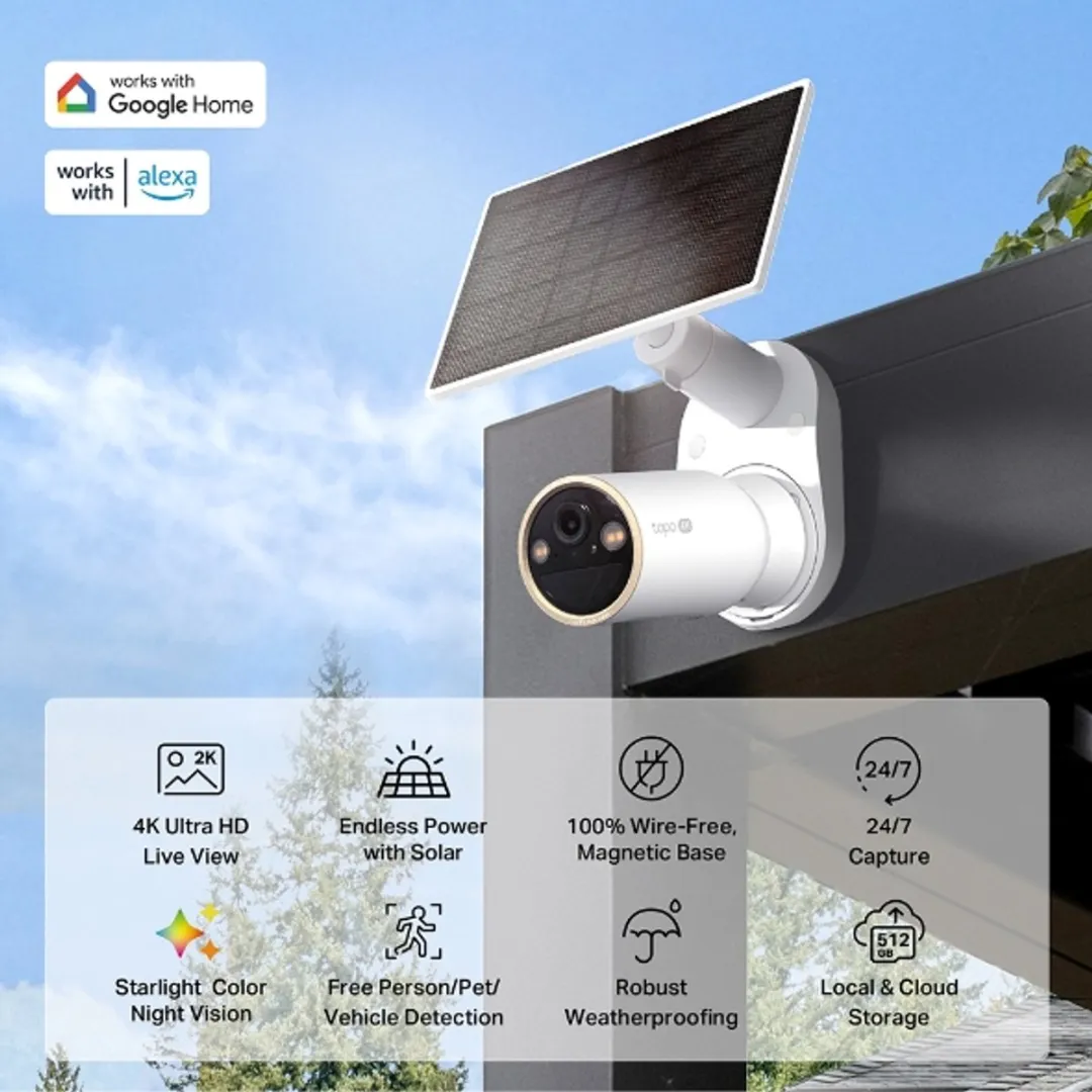 Tapo C460 KIT Beveiligingscamera buiten met zonnepaneel - 4K 8MP- IP66- WiFI Camera