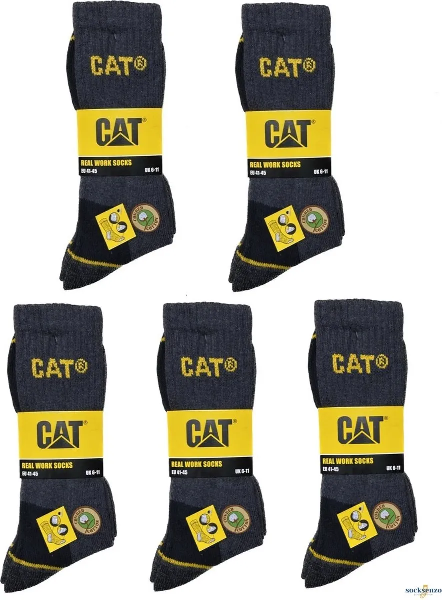 Caterpillar Werksokken Heren - 15 Paar - Maat 41-45 - Grijs