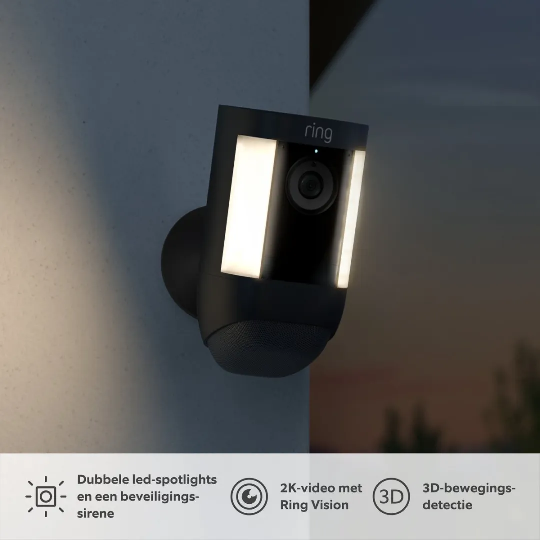 Ring Spotlight Cam Pro 2K - Beveiligingscamera - Zwart