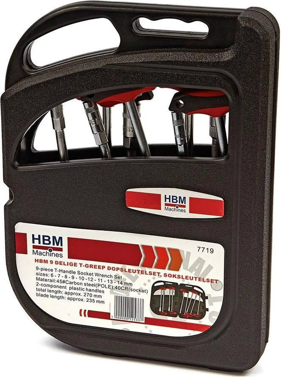 HBM 9-delige T-Greep Dopsleutelset