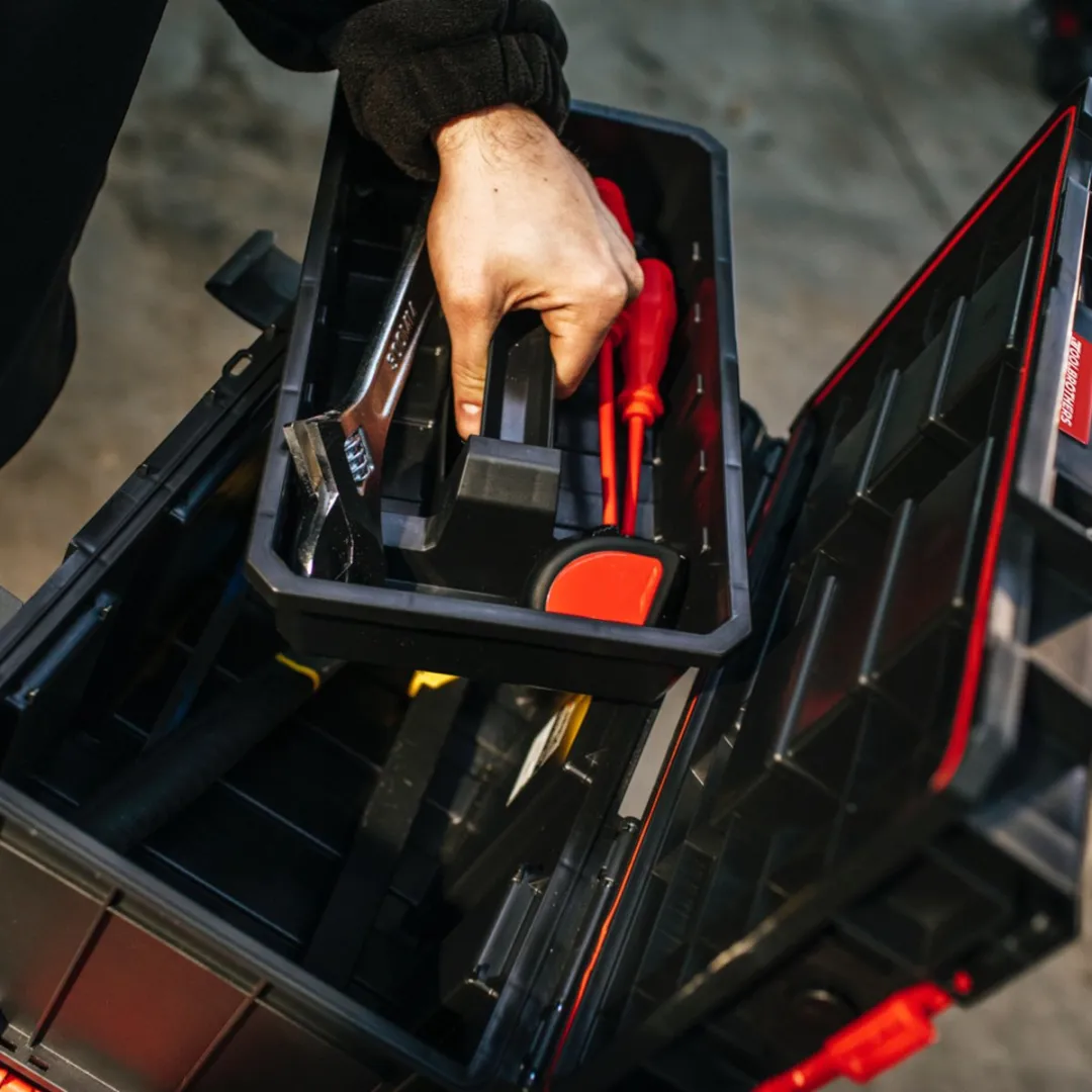 Toolbrothers RHINO L Gereedschapskoffer ECO Organize+ 19L - Rood/Zwart - afbeelding 6 van 6