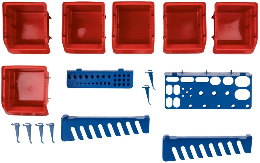PARKSIDE Gereedschapswand 75-delig - 30 Ophangbakken - Rood/Blauw/Grijs/Gel