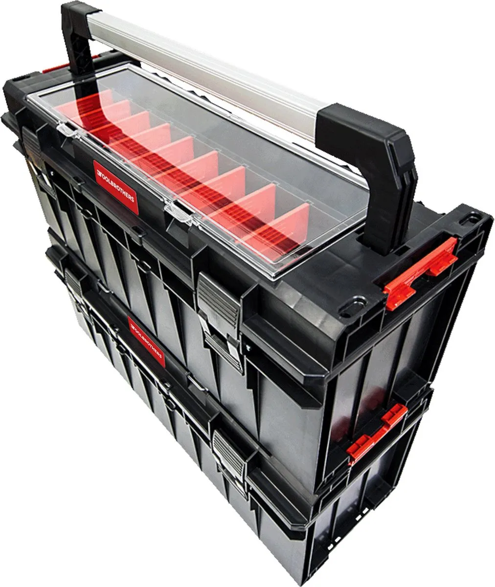 Toolbrothers RHINO Slim Gereedschapskoffer ECO Handling+ Xtra Long 29L - Rood/Zwart - afbeelding 3 van 6
