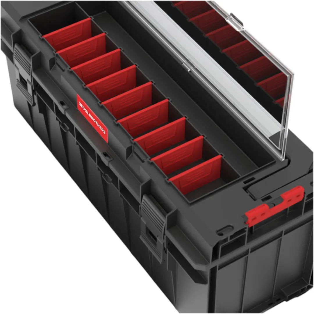 Toolbrothers RHINO Slim Gereedschapskoffer ECO Handling+ Xtra Long 29L - Rood/Zwart - afbeelding 2 van 6