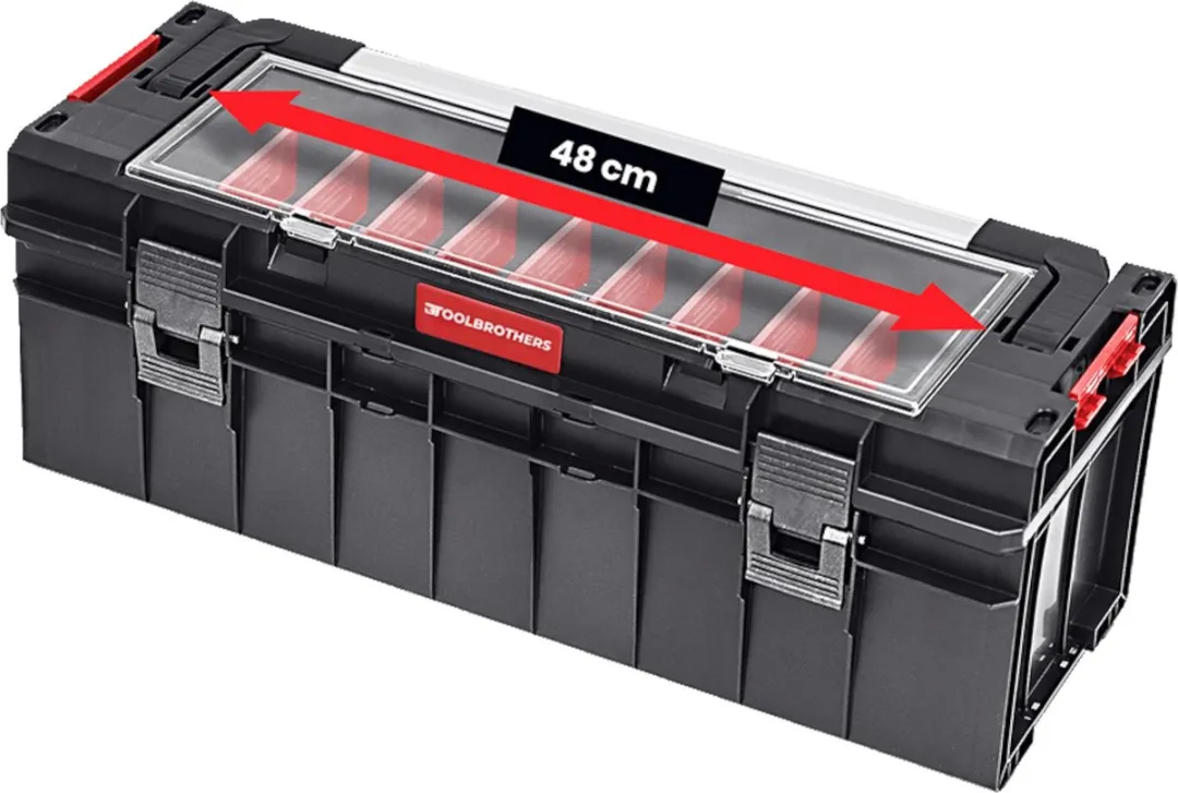 Toolbrothers RHINO Slim Gereedschapskoffer ECO Handling+ Xtra Long 29L - Rood/Zwart - afbeelding 4 van 6