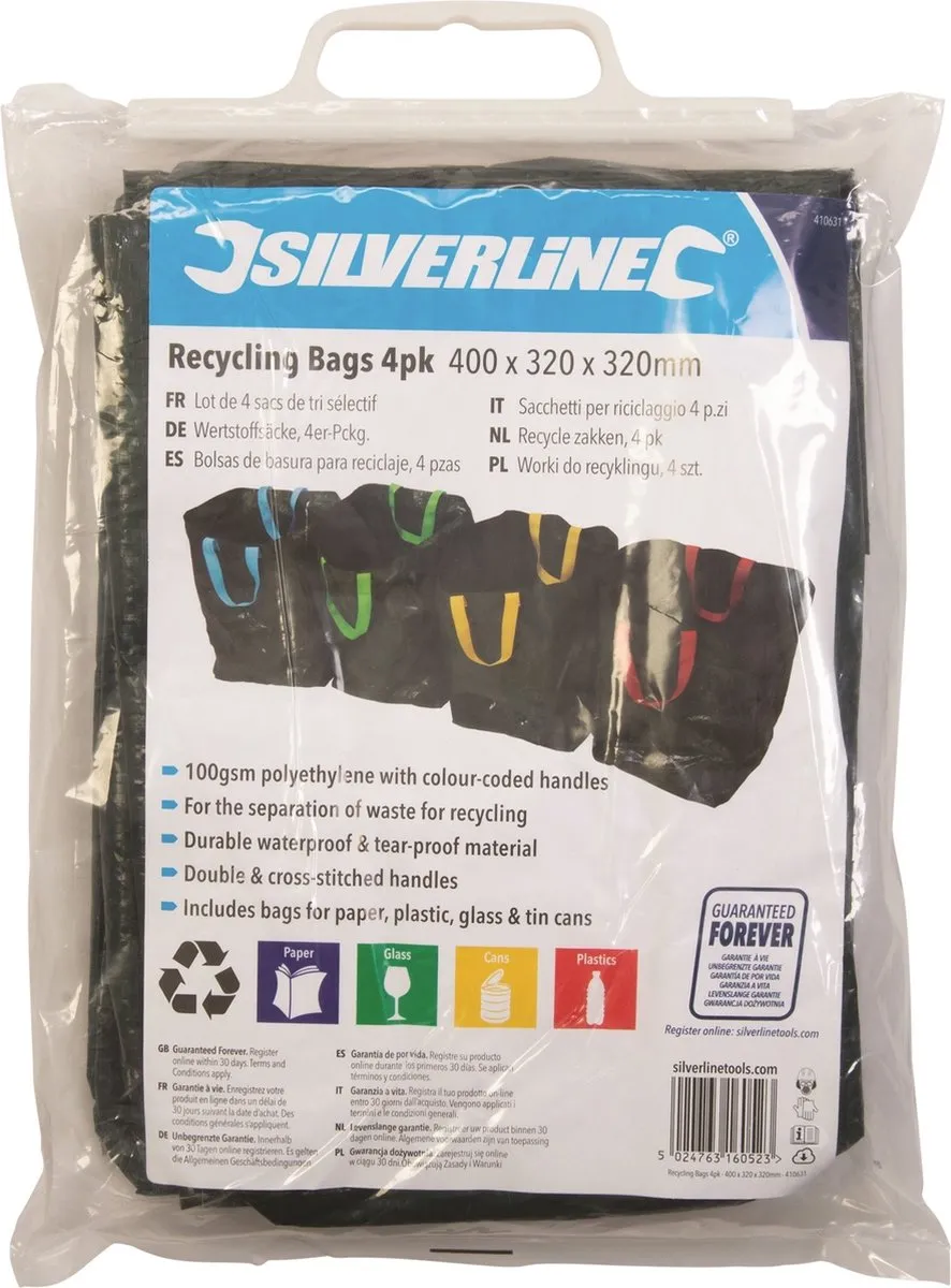 Silverline Recyclagezakken 40x32cm - 4 Stuks