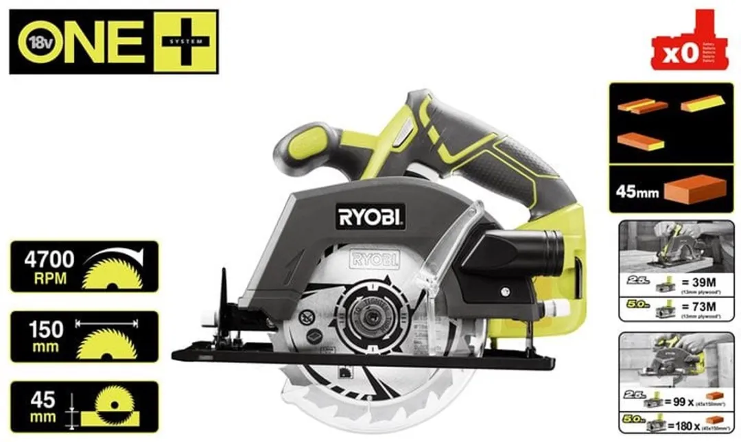 Ryobi R18CSP-0 One+ Cirkelzaag 18V - 150mm
