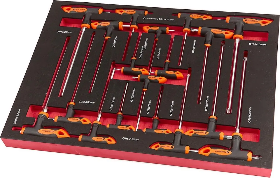 HBM 18-delige T-Grepenset Foam Inlay