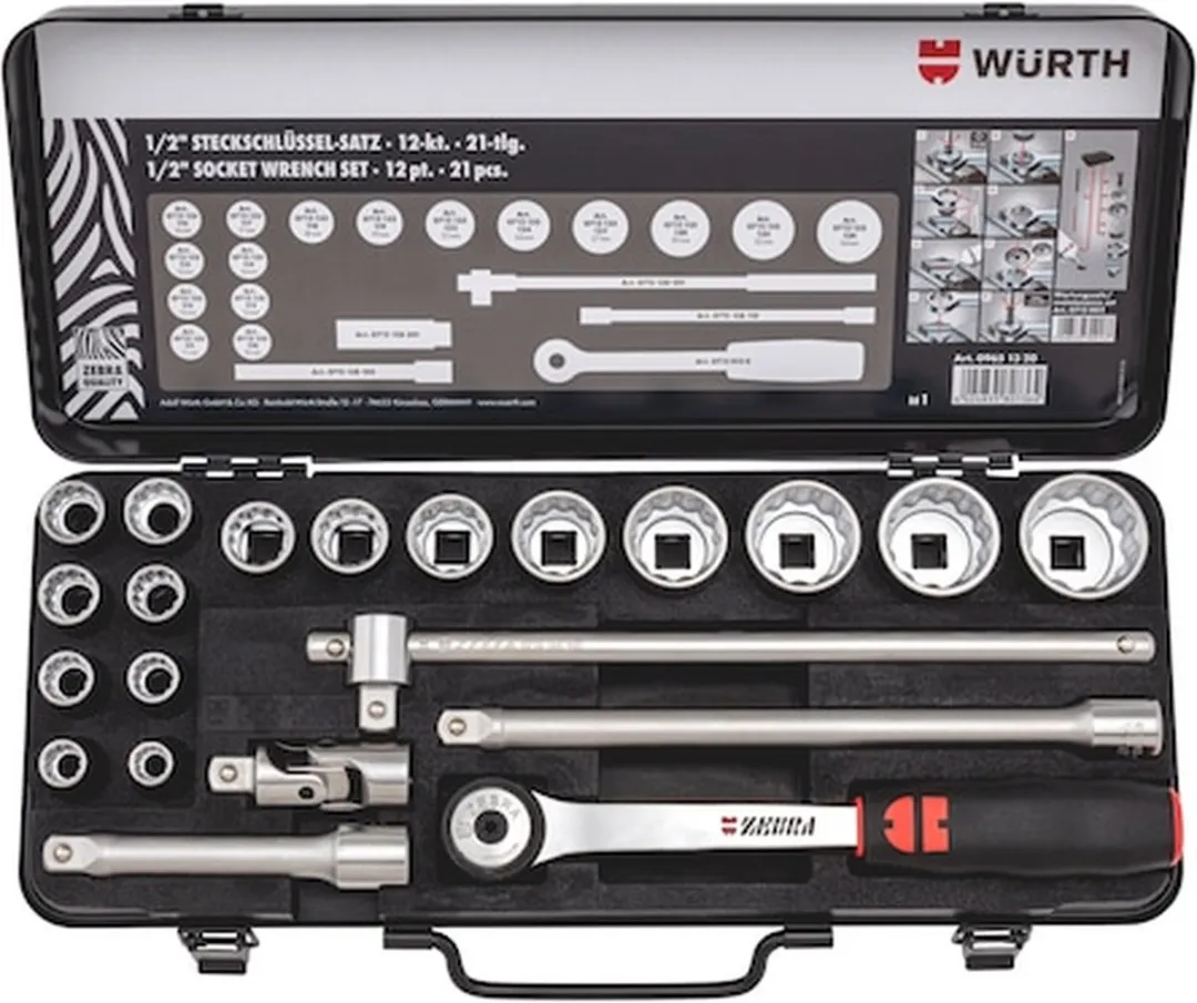 Würth 1/2" Dopsleutels Assortiment 21-delig