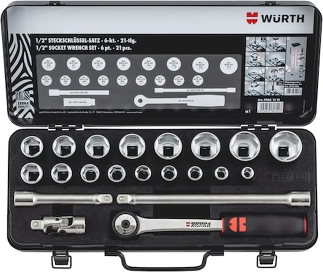 Würth 1/2" Dopsleutels Assortiment 21-delig - Zwart/Zilver