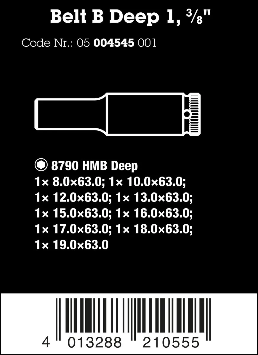Wera 5004545001 Belt B Deep 1 9-delige Doppenset - 3/8"