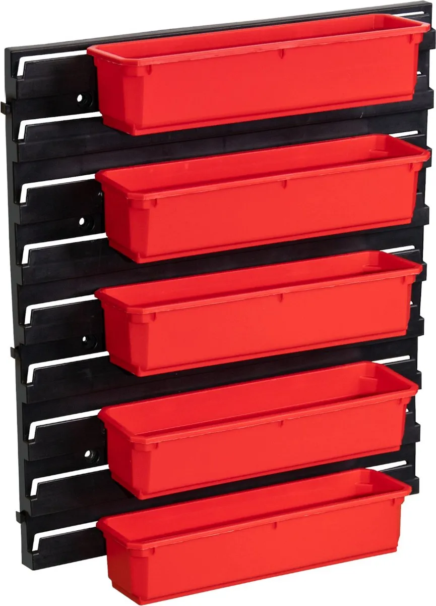 Toolbrothers RHINO Containerset Nr. 4 Werkplaatswand - 4x Container 235x64x60mm - Rood/Zwart