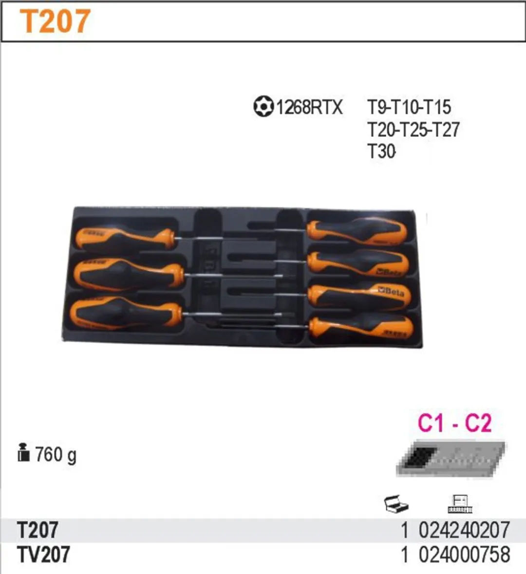 Beta RTX T9-T30 Schroevendraaierset - 7-delig