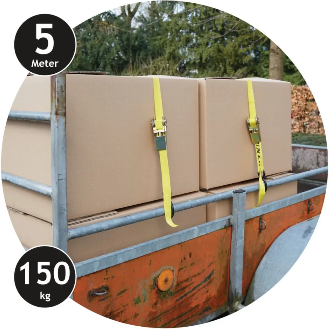 Dunlop Spanband met ratel 5m - 4 Stuks - 150kg - Geel