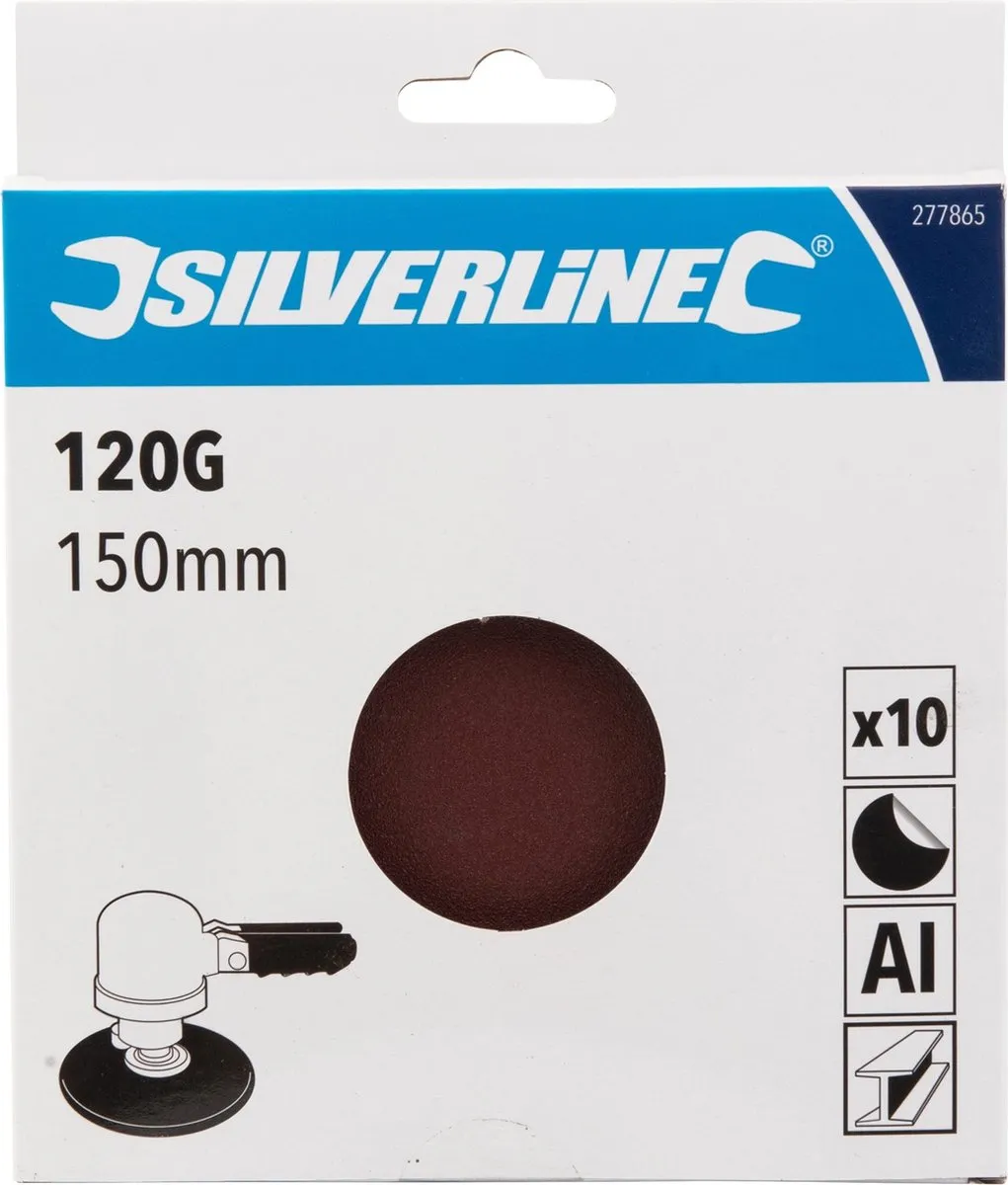 Silverline Schuurschijven Ø150mm Korrel 120 - 10 Stuks