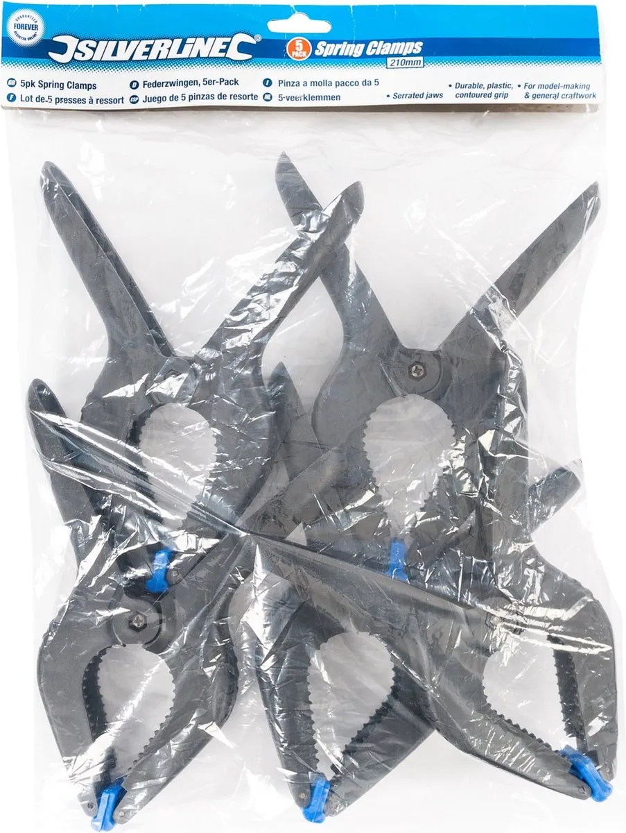 Silverline Zeilklemmen 20cm - 5 Stuks - Zwart