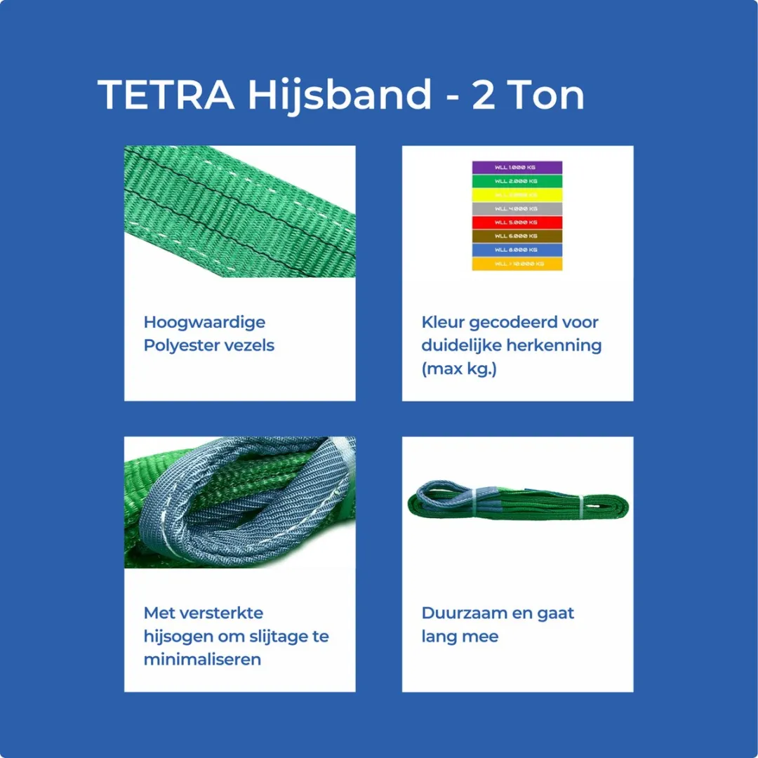 TETRA Hijsband 2 Ton - 10m - Groen