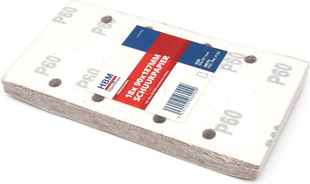 HBM Schuurpapier 90x187mm K60/K80/K120 - 18 Stuks