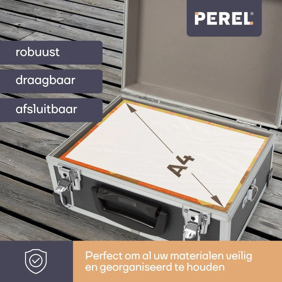 Perel 1821-N Opbergkoffer - Aluminium - 320x230x155mm - Zwart