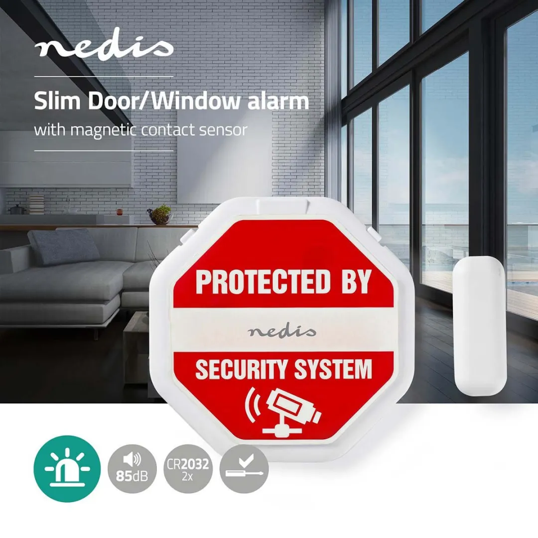 Nedis ALRMD20WT Deur- en raamalarm - 85 dB - Wit