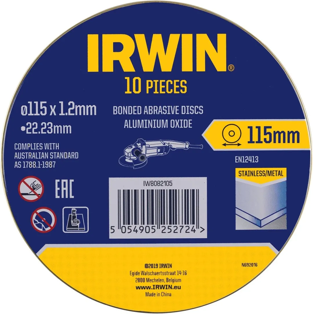 Irwin IW8082105 Blik Doorslijpschijven Metaal 10 Stuks